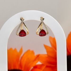 Elegant Gold and Red Earrings